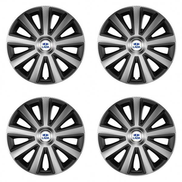 puklice pre  Lada 14 Aviator carbon silver&black