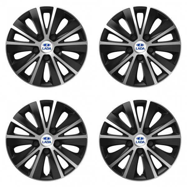 puklice pre  Lada 14 RAPIDE silver and black