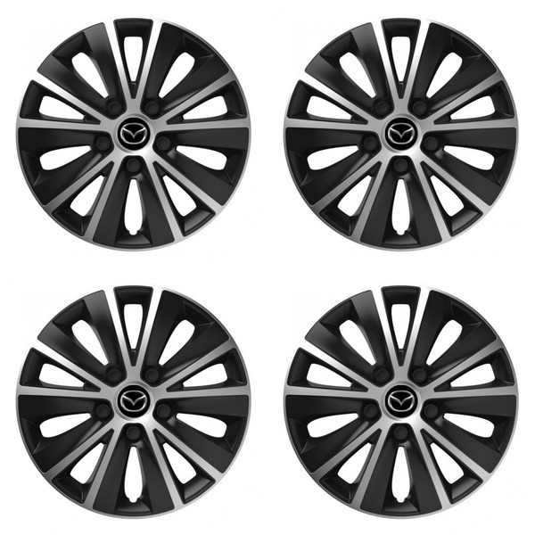 puklice pre  Mazda 14 RAPIDE silver and black
