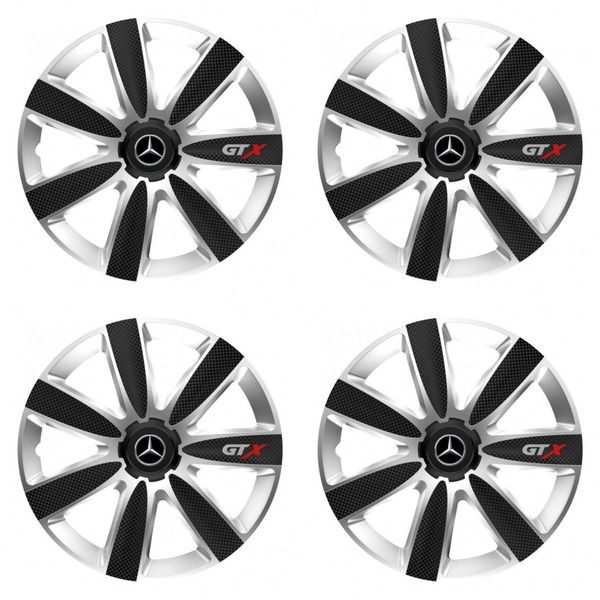 puklice pre  Mercedes 14 GTX CARBON silver/black
