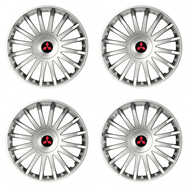 puklice pre  Mitsubishi (červené) 16 CRYSTAL silver
