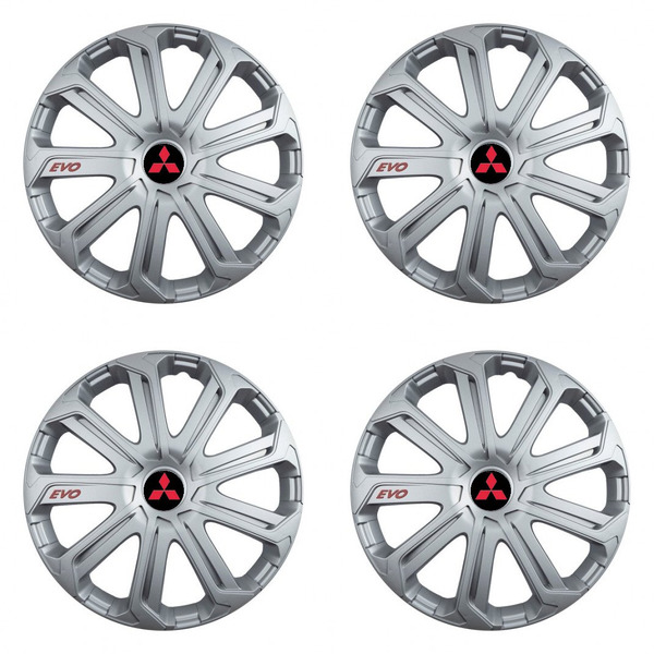 puklice pre  Mitsubishi (červené) 14 Evo silver