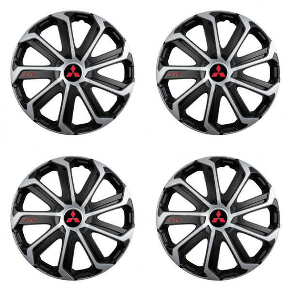 puklice pre  Mitsubishi (červené) 14 Evo black&silver