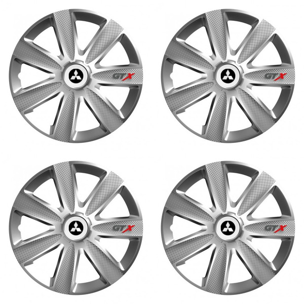 puklice pre  Mitsubishi (strieborné) 16 GTX CARBON silver