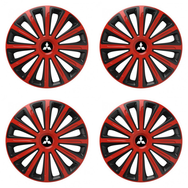 puklice pre  Mitsubishi (strieborné) 16 TREND red and black