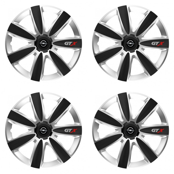 puklice pre  Opel 14 GTX CARBON silver/black