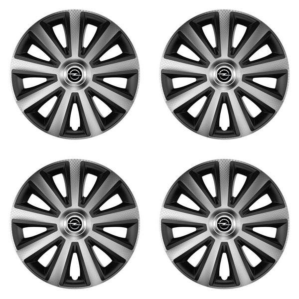puklice pre  Opel 14 Aviator carbon silver&black
