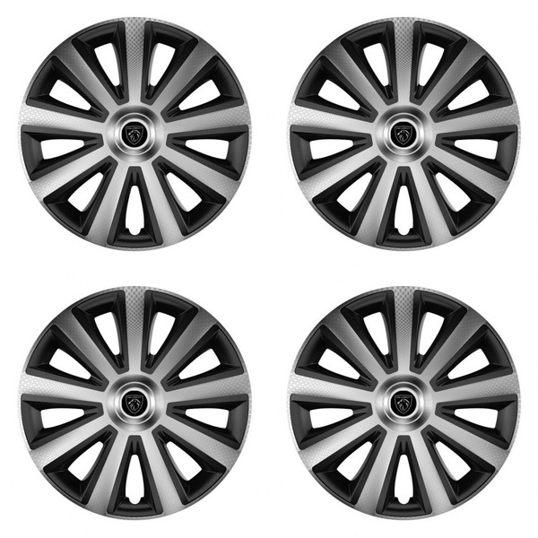 puklice pre  Peugeot (nové logo) 14 Aviator carbon silver&black