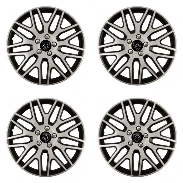 puklice pre  Peugeot (nové logo) 14 Dakar NC silver and black