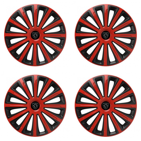 puklice pre  Peugeot (nové logo) 15 TREND red and black