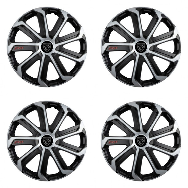 puklice pre  Peugeot (nové logo) 14 Evo black&silver
