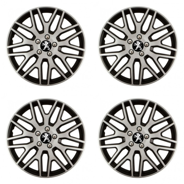puklice pre  Peugeot (staršie logo) 16 Dakar NC silver and black