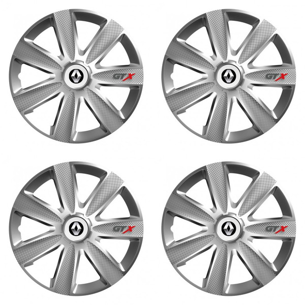 puklice pre  Renault (staršie logo) 16 GTX CARBON silver