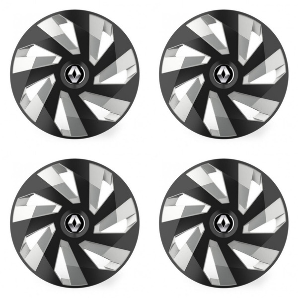 puklice pre  Renault (staršie logo) 16 Vector RC black and silver