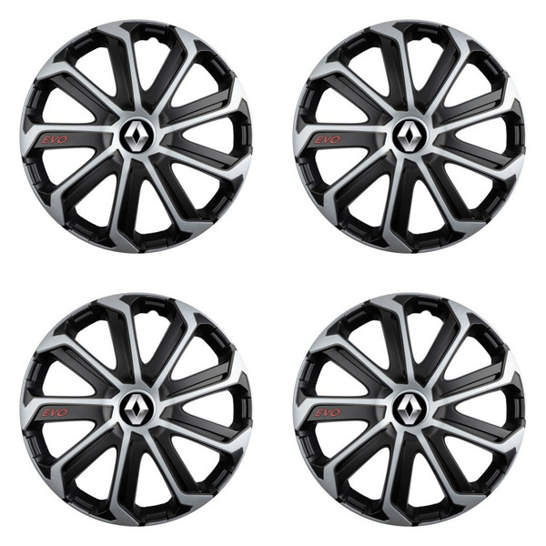puklice pre  Renault (staršie logo) 16 Evo black&silver