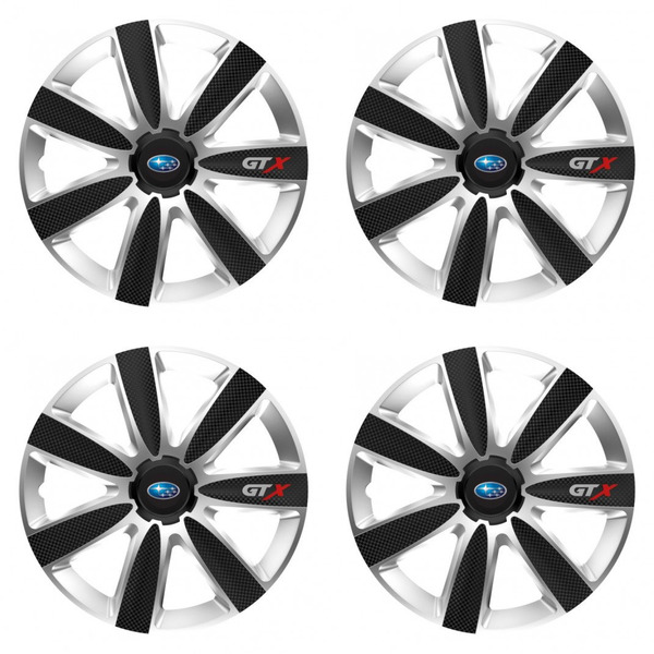 puklice pre  Subaru 16 GTX CARBON silver/black