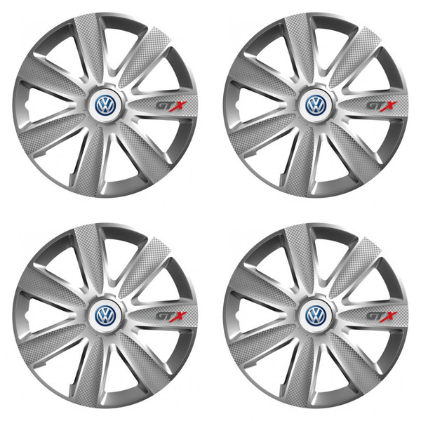 puklice pre  VW (modré) 14 GTX CARBON silver